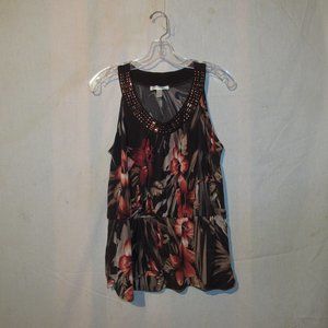 Dress Barn Multi Flower Sleeveless Shirt
